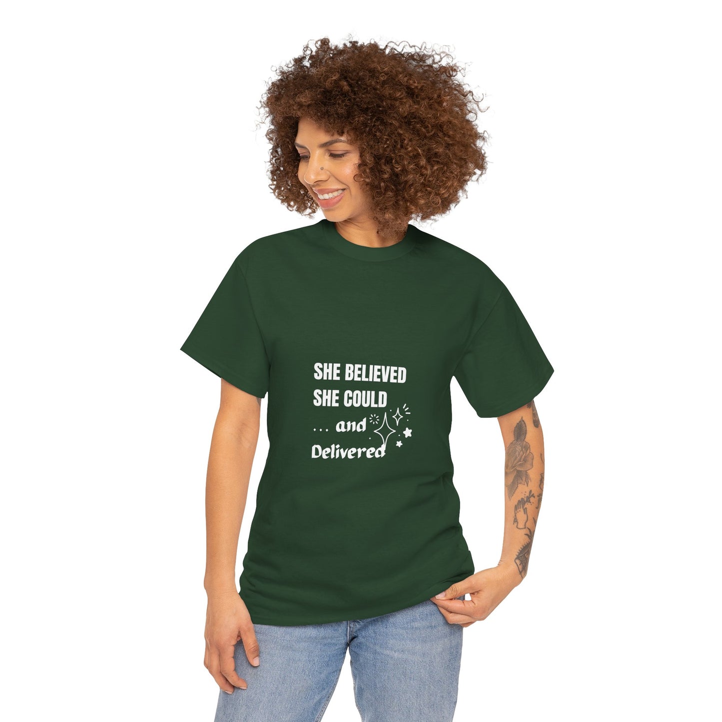 The "She Believed She Could... and Delivered" T-Shirt Cotton Tee